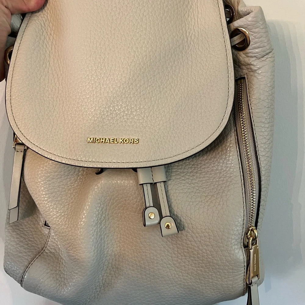 Michael Kors Taupe Leather Backpack - Picture 2 of 4